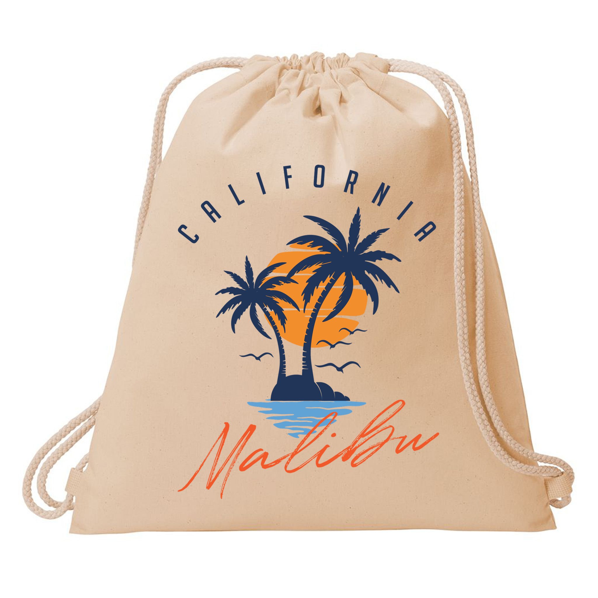 Summer In Malibu Beach Drawstring Bag