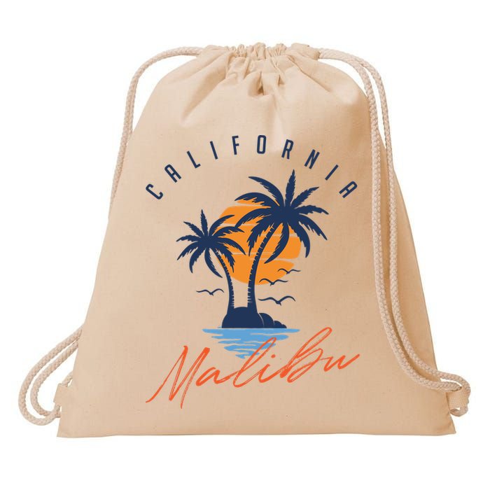 Summer In Malibu Beach Drawstring Bag
