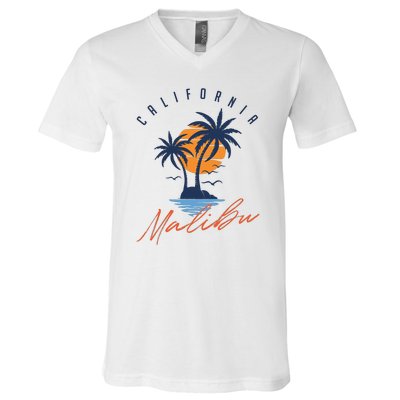 Summer In Malibu Beach V-Neck T-Shirt