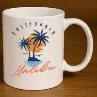 Summer In Malibu Beach 11oz C Handle Ceramic Mug