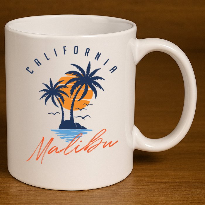 Summer In Malibu Beach 11oz C Handle Ceramic Mug