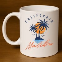 Summer In Malibu Beach 11oz C Handle Ceramic Mug
