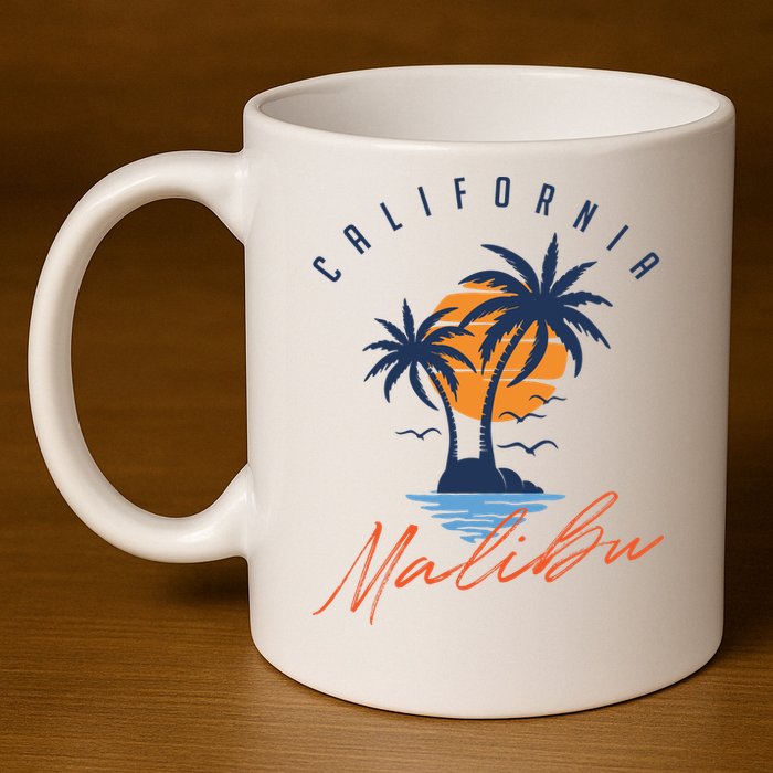 Summer In Malibu Beach 11oz C Handle Ceramic Mug