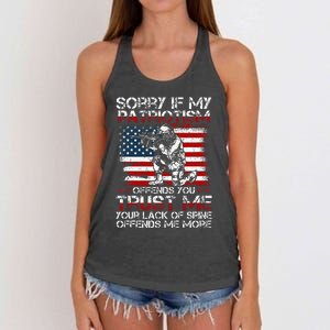 Sorry If My Patriotism Offends You Patriotic Us Flag Women's Knotted Racerback Tank