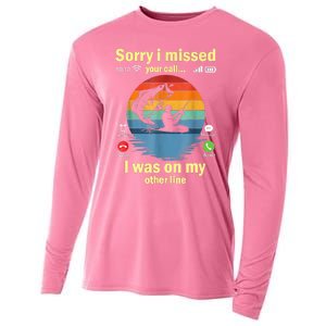 Sorry I Missed Your Call Was On Other Line Funny Men Fishing Cooling Performance Long Sleeve Crew