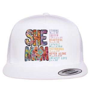 She Is Mom She Is Strong Bible Verse Mom Flat Bill Trucker Hat