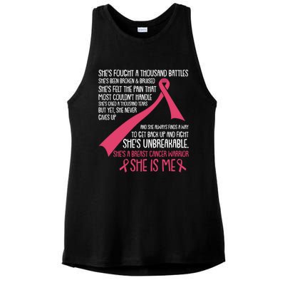 She Is Me Breast Cancer Awareness Fight Unbreakable Warrior Meaningful Gift Ladies PosiCharge Tri-Blend Wicking Tank