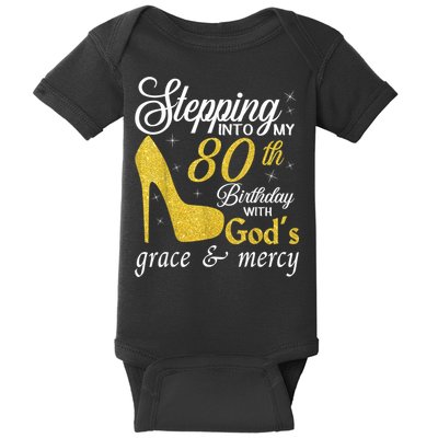 Stepping Into My 80th Birthday With God's Grace And Mercy Baby Bodysuit