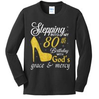 Stepping Into My 80th Birthday With God's Grace And Mercy Kids Long Sleeve Shirt