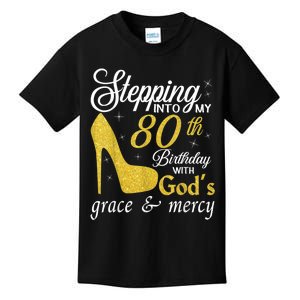 Stepping Into My 80th Birthday With God's Grace And Mercy Kids T-Shirt