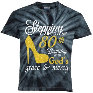 Stepping Into My 80th Birthday With God's Grace And Mercy Kids Tie-Dye T-Shirt