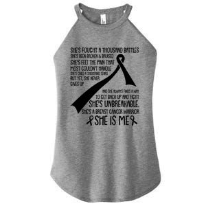 She Is Me Breast Cancer Awareness Fight Unbreakable Warrior Gift Women’s Perfect Tri Rocker Tank