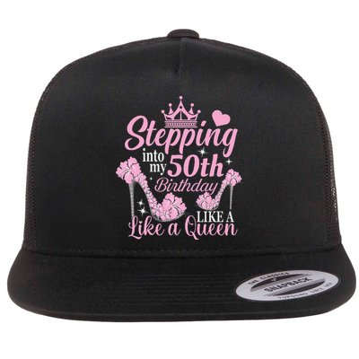 Stepping Into My 50Th Birthday Like A Queen Flatbill Hat