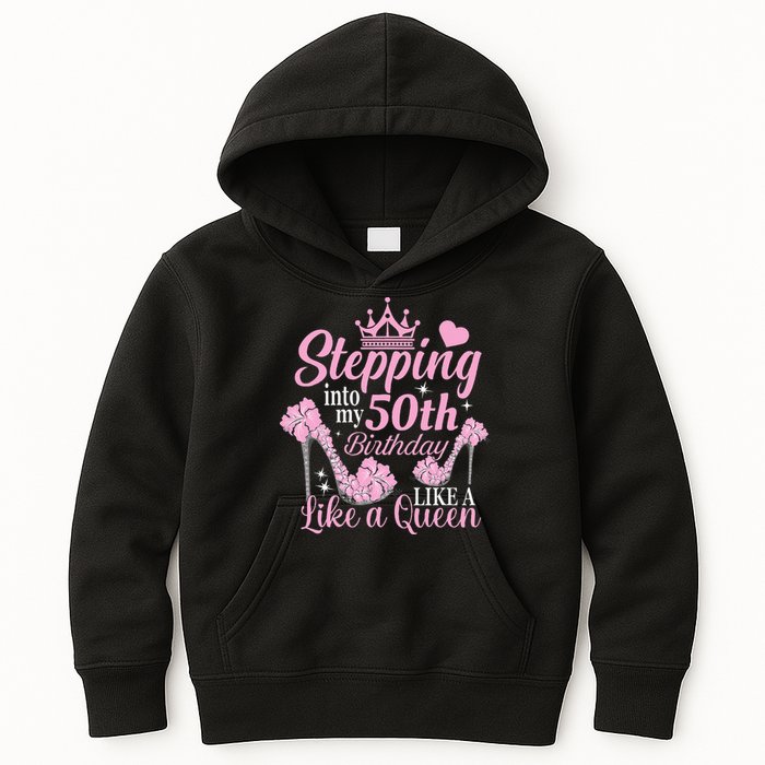 Stepping Into My 50Th Birthday Like A Queen Kids Hoodie
