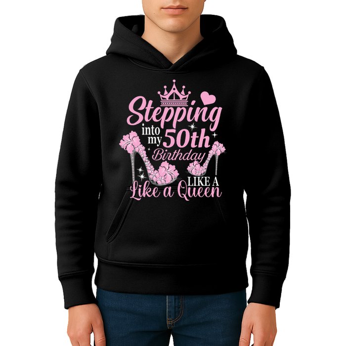 Stepping Into My 50Th Birthday Like A Queen Kids Hoodie