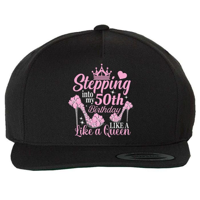 Stepping Into My 50Th Birthday Like A Queen Wool Snapback Cap