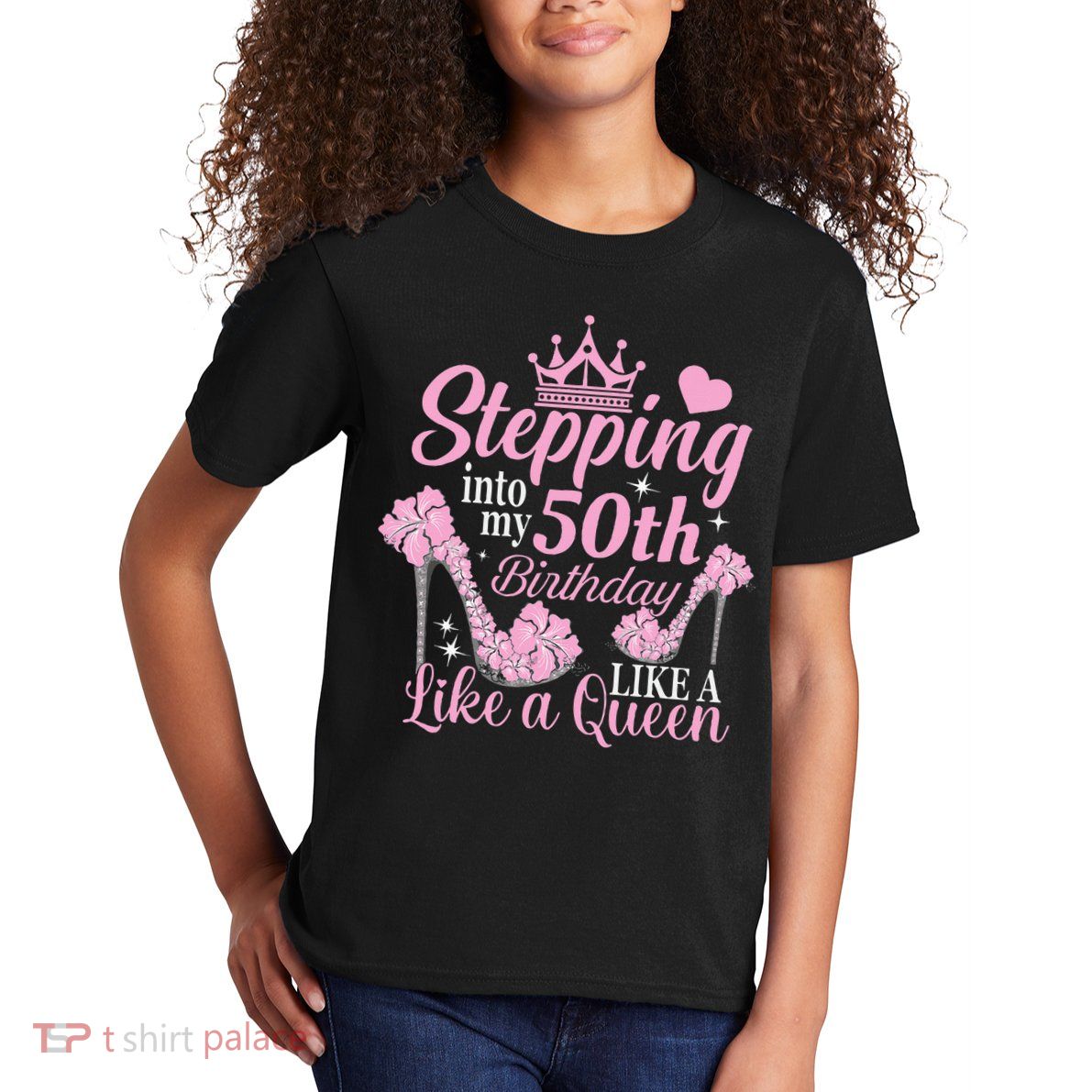 Stepping Into My 50Th Birthday Like A Queen Kids T-Shirt