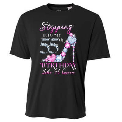 Stepping Into My 55th  Birthday Like A Queen Cooling Performance Crew T-Shirt