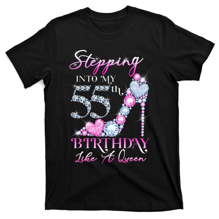 Stepping Into My 55th  Birthday Like A Queen T-Shirt