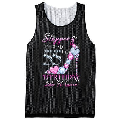 Stepping Into My 55th  Birthday Like A Queen Mesh Reversible Basketball Jersey Tank