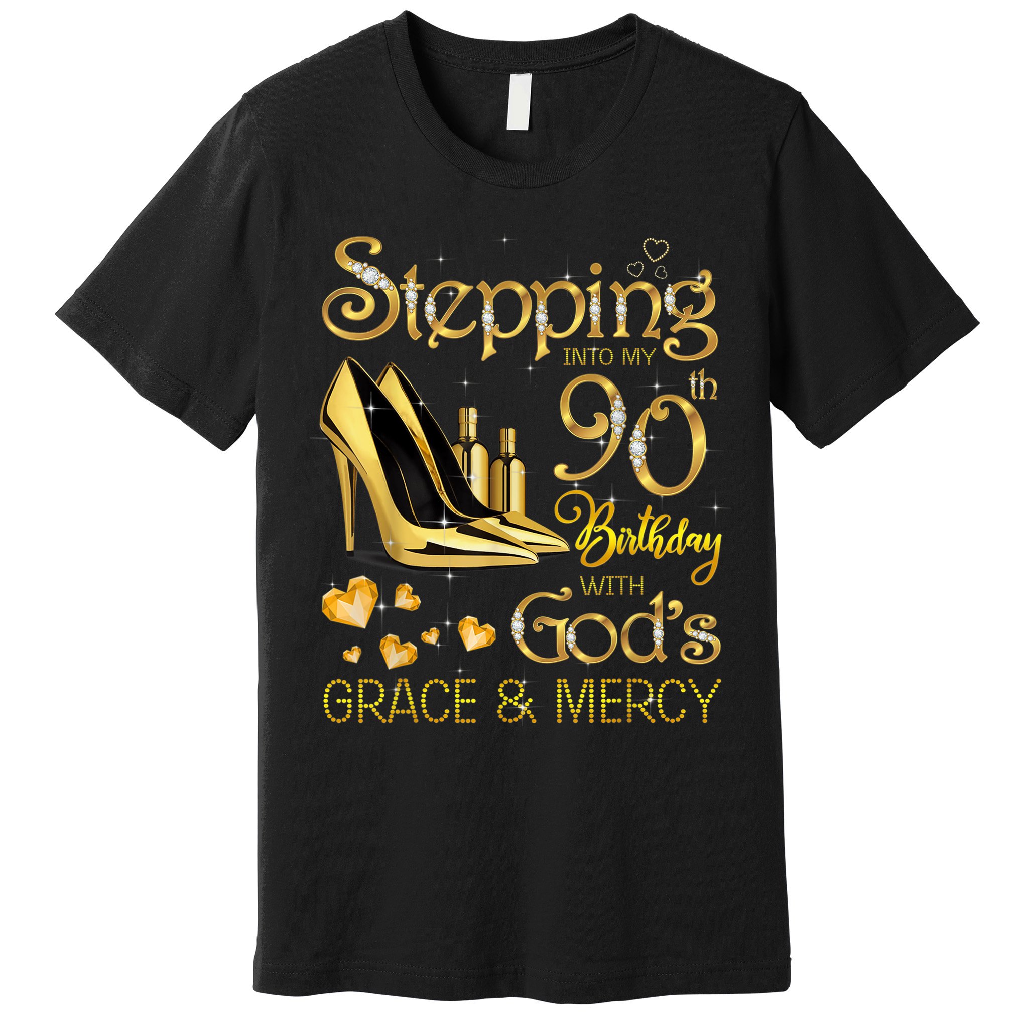 Stepping into my 90th birthday with God's grace & Mercy Premium T-Shirt