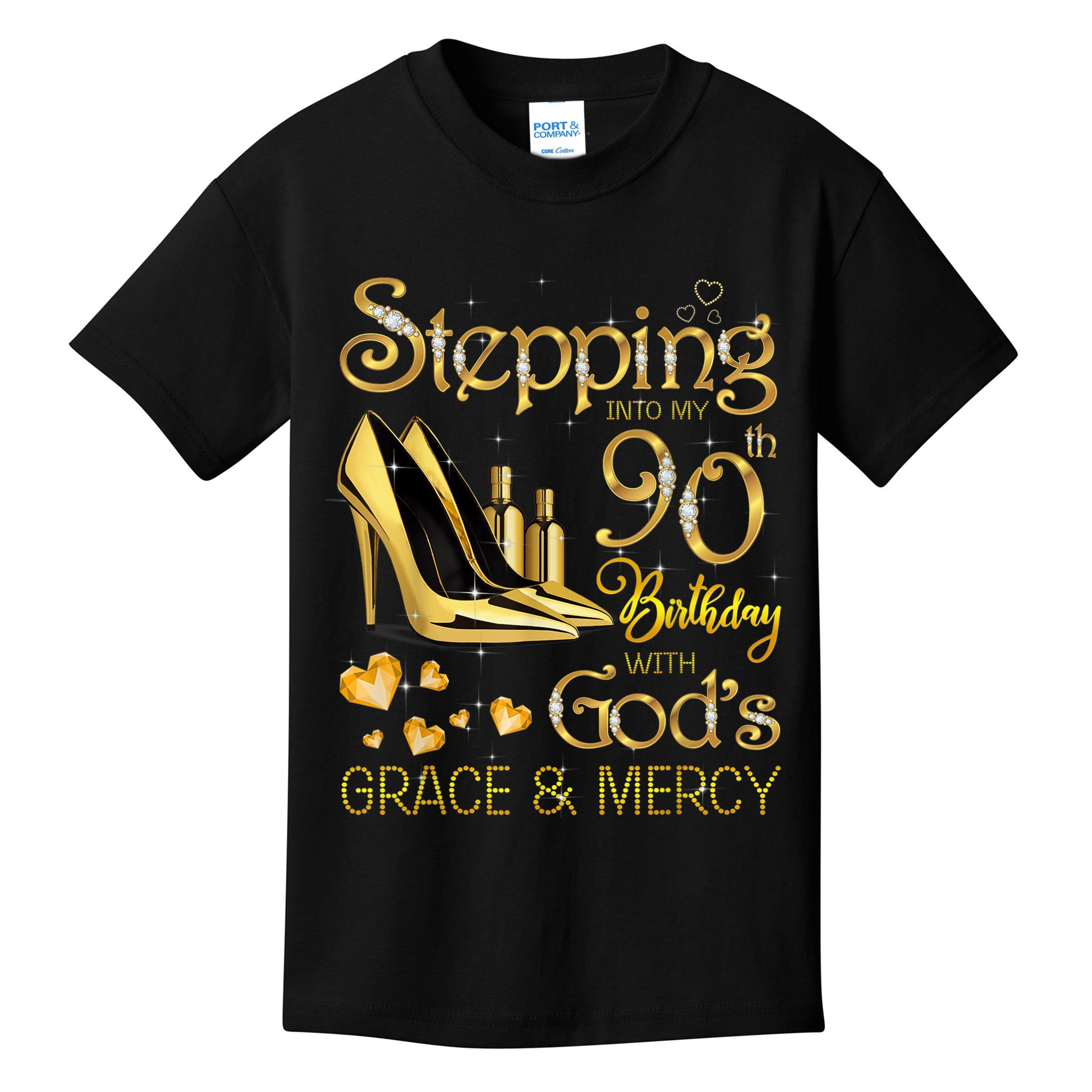 Stepping into my 90th birthday with God's grace & Mercy Kids T-Shirt