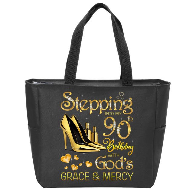 Stepping into my 90th birthday with God's grace & Mercy Zip Tote Bag