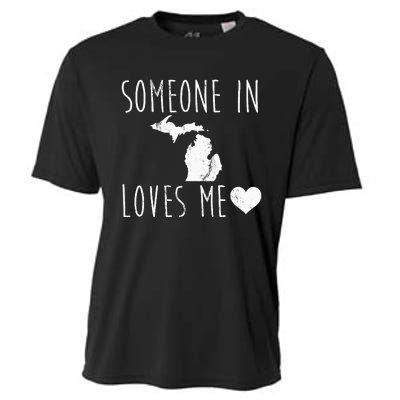 Someone In Michigan Loves Me! Cute State Gift Cooling Performance Crew T-Shirt