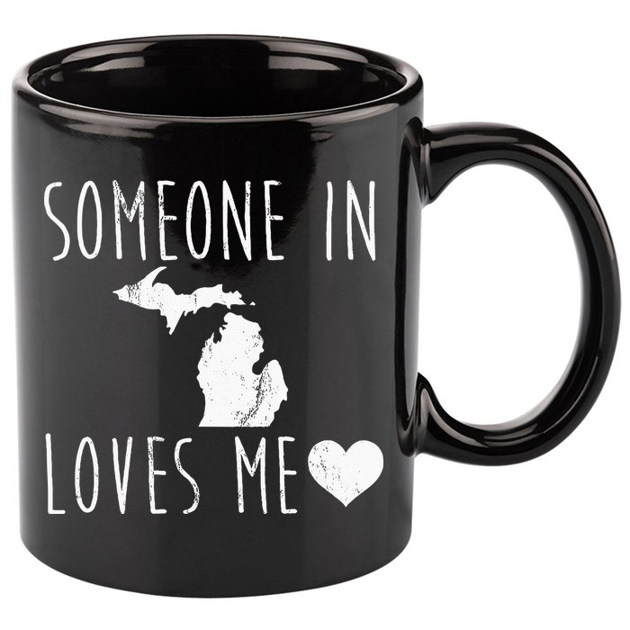 Someone In Michigan Loves Me! Cute State Gift 11oz C Handle Ceramic Mug