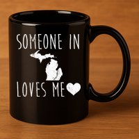 Someone In Michigan Loves Me! Cute State Gift 11oz C Handle Ceramic Mug