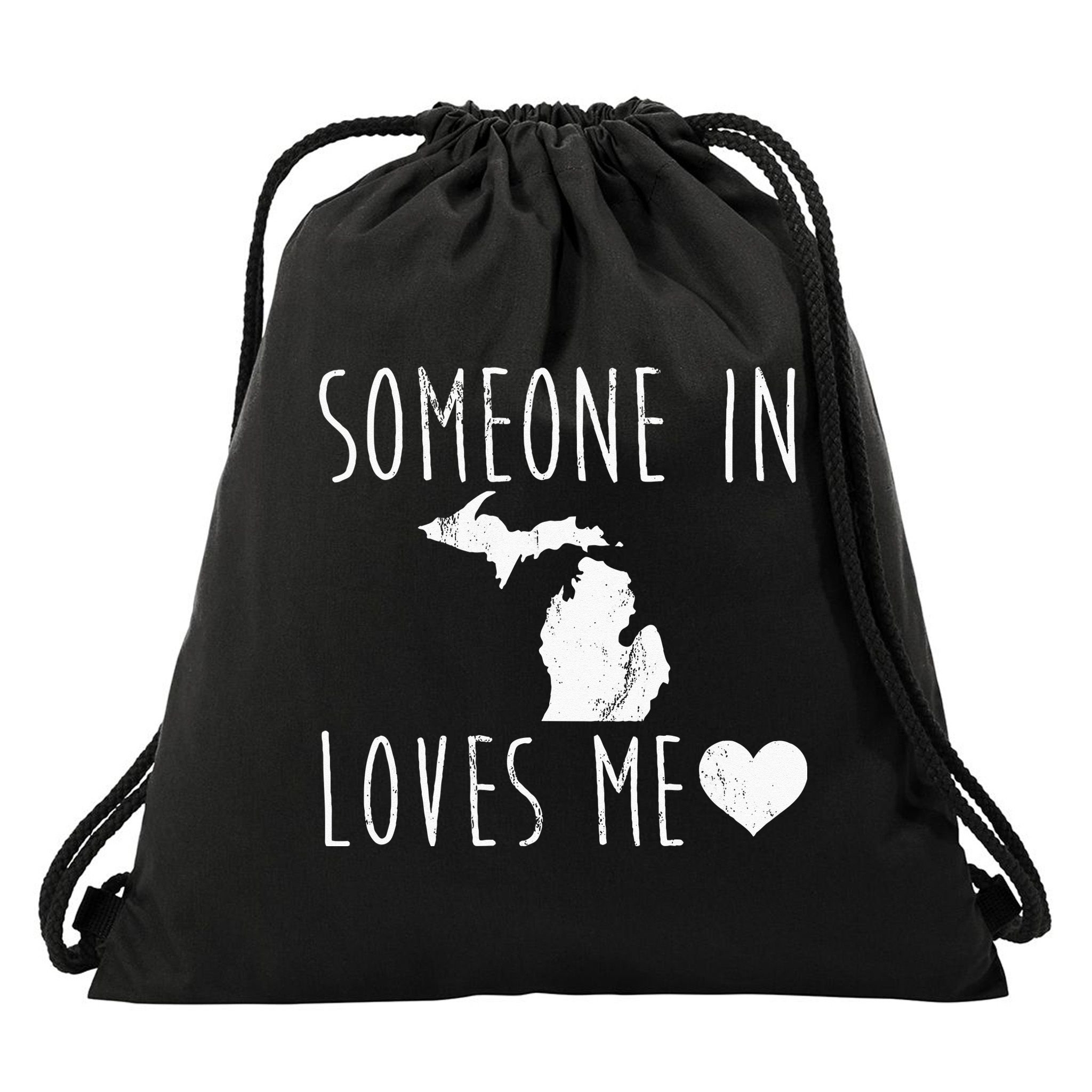 Someone In Michigan Loves Me! Cute State Gift Drawstring Bag