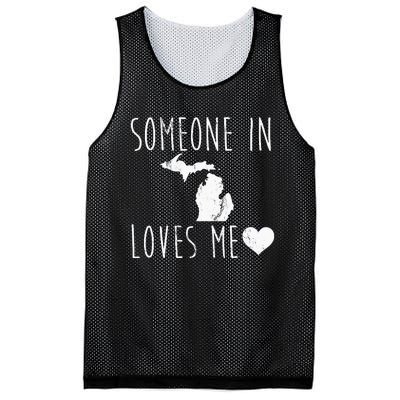 Someone In Michigan Loves Me! Cute State Gift Mesh Reversible Basketball Jersey Tank