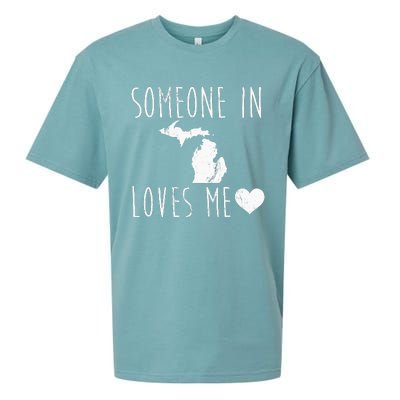 Someone In Michigan Loves Me! Cute State Gift Sueded Cloud Jersey T-Shirt