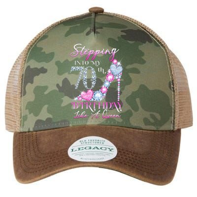 Stepping Into My 70th  Birthday Like A Queen Legacy Tie Dye Trucker Hat