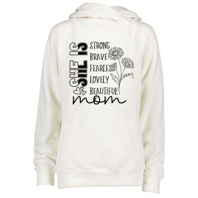 She Is Mom Celebrating Motherhood Womens Funnel Neck Pullover Hood