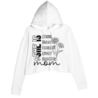 She Is Mom Celebrating Motherhood Crop Fleece Hoodie