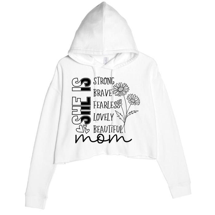 She Is Mom Celebrating Motherhood Crop Fleece Hoodie