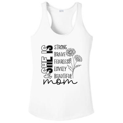 She Is Mom Celebrating Motherhood Ladies PosiCharge Competitor Racerback Tank