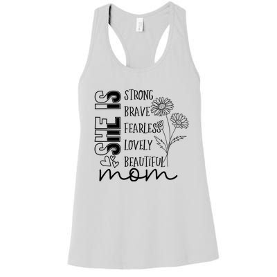 She Is Mom Celebrating Motherhood Women's Racerback Tank