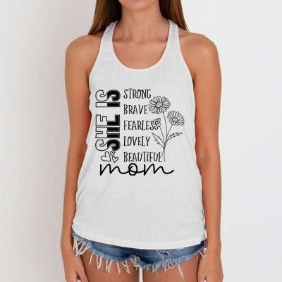 She Is Mom Celebrating Motherhood Women's Knotted Racerback Tank