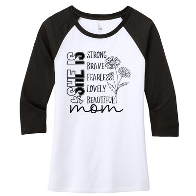 She Is Mom Celebrating Motherhood Women's Tri-Blend 3/4-Sleeve Raglan Shirt