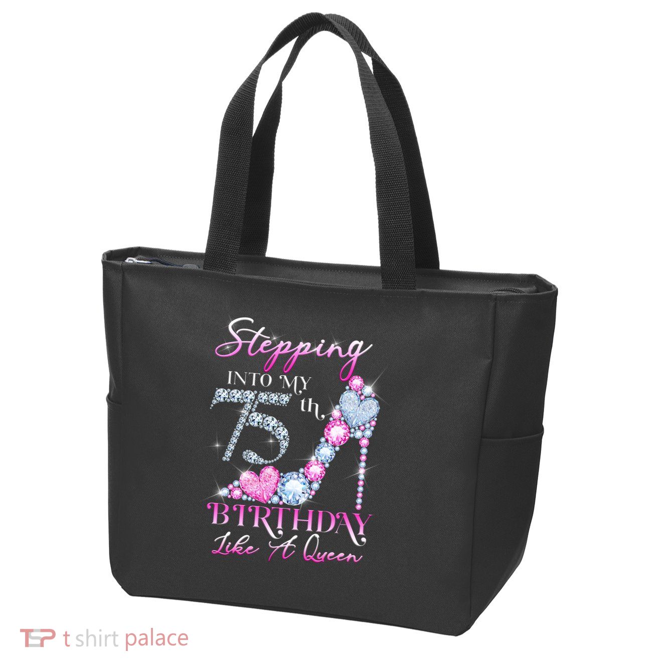 Stepping Into My 75th  Birthday Like A Queen Zip Tote Bag