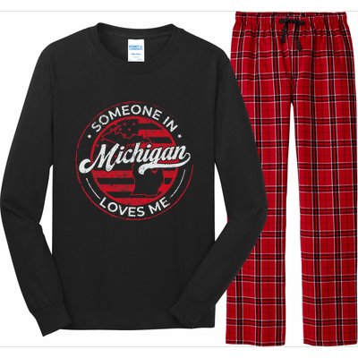 Someone In Michigan Loves Me Michigan Long Sleeve Pajama Set