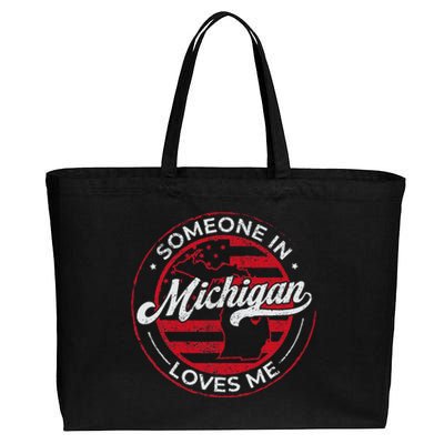 Someone In Michigan Loves Me Michigan Cotton Canvas Jumbo Tote