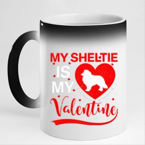 Sheltie Is My Valentine Heart Shape Sheltie Dog Valentine 11oz Black Color Changing Mug