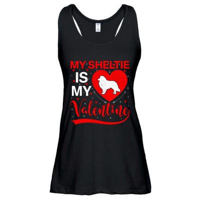 Sheltie Is My Valentine Heart Shape Sheltie Dog Valentine Ladies Essential Flowy Tank