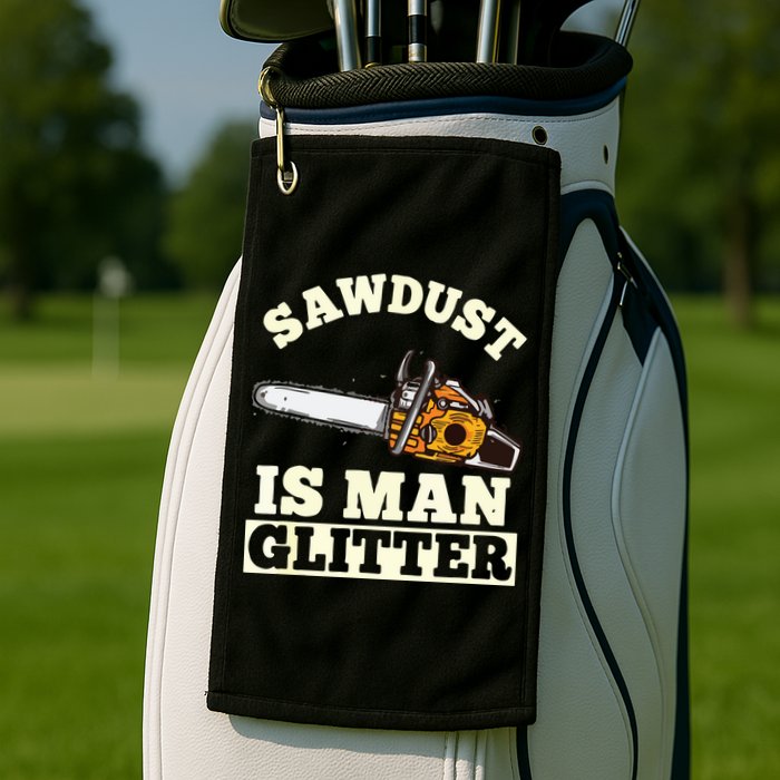 Sawdust Is Man Glitter I Chainsaw Lumberjack Tool Golf Towel