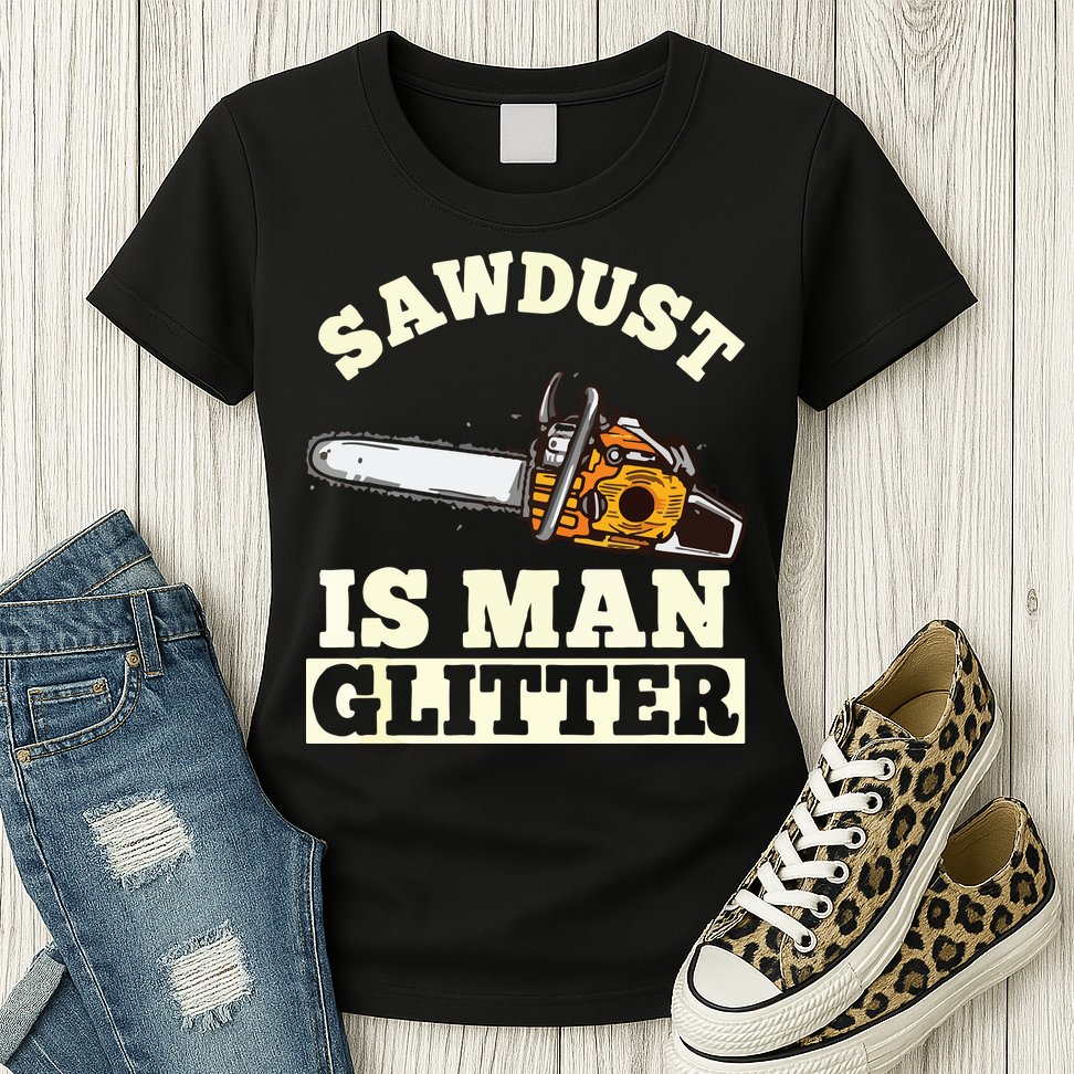 Sawdust Is Man Glitter I Chainsaw Lumberjack Tool Womens T-Shirt