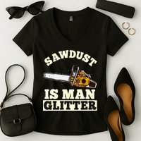 Sawdust Is Man Glitter I Chainsaw Lumberjack Tool Women's V-Neck T-Shirt