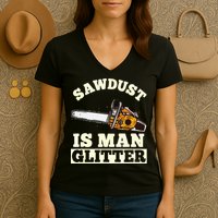 Sawdust Is Man Glitter I Chainsaw Lumberjack Tool Women's V-Neck T-Shirt